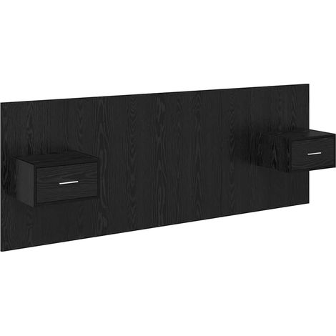 Headboard with Cabinet 3 pcs Black Oak Engineered Wood vidaXL