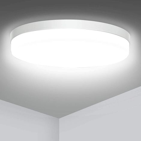 Plafonnier LED — 9 W, 6000 K, 23 cm, Rond (Capteur sonore) — Idéal pour cuisines, chambres, salons, couloirs, buanderies, débarras et bureaux (Lumière blanc froid)