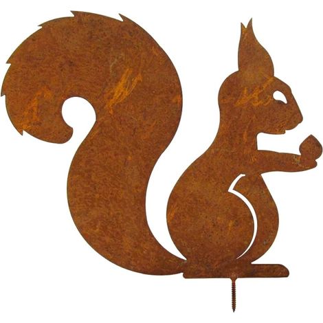 Écureuil Rouille pour Arbre, Écureuil Assis Décoration de Jardin en métal, Patine Rouille Naturelle (1/5)