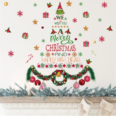 Decal Mur Christmas - Vinyle Réutilisable pour Fenêtre et Miroir - Décoration Intérieure avec Citation Festive - Lot de 12 Pièces (1/5)