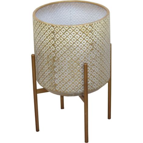 Jardineras con soporte para flores de metal curvado con marco dorado antiguo 53x32 cm 050000404