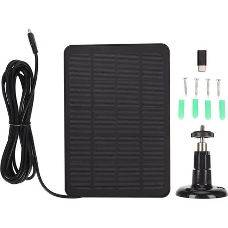 Chargeur Solaire Caméra IP65 Étanche 5V 4W Haute Efficacité pour Micro USB C Noir (1/5)