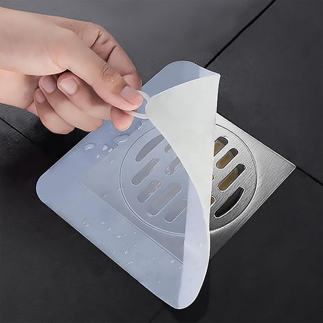 Bouchon de baignoire/couvercle de bonde en silicone, blanc, 20 cm x 20 cm, 1 pièce, tapis anti-odeurs, bouchon de bonde désodorisant. (1/5)