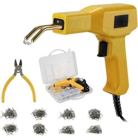 Soudure Plastique, Agrafeuse a Chaud pour Reparer Plastique avec 400 Agrafes, Agrafeuse Plastique pour Réparation Pare-Chocs et Carrosserie, Pistolet à Souder Soudage Plastique-- (1/4)