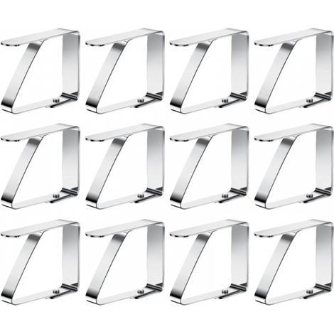 Lot de 12 pinces à nappe en acier inoxydable pour l'extérieur, les barbecues, les fêtes, les tables d'une épaisseur maximale de 5 cm (1/5)