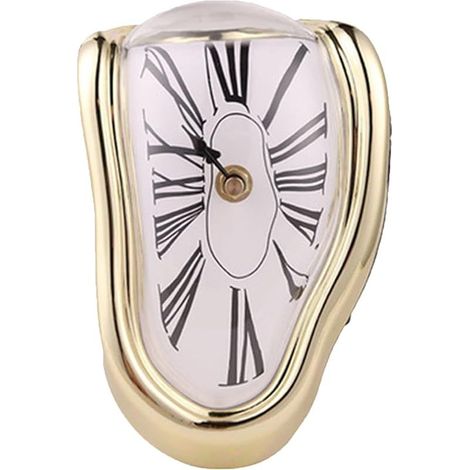 Creative Melting Clock, Horloge murale décorative Salvador Dali Watch Melted Clock for Home Office Shelf Bureau Table Décoration, drôle cadeau créatif (or) (1/5)