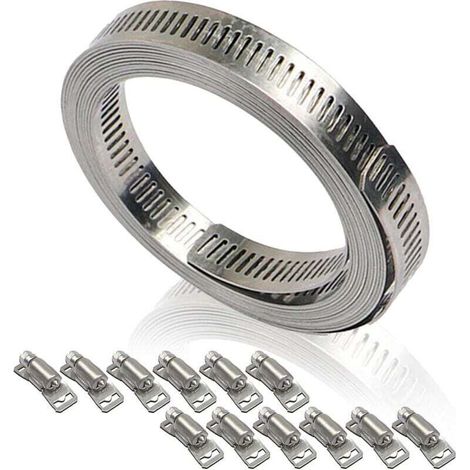 Lot de 12 colliers de serrage en acier inoxydable - 5 m - Avec vis - Pour réservoir, maison, tuyau de gaz, tuyau d'eau, refroidisseur, automobile (1/4)
