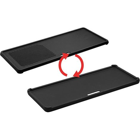 Plancha-grill réversible en fonte 1/3 – Pour barbecues Chicago 3 – Distribution optimale de la chaleur – Côté lisse et strié – Enders