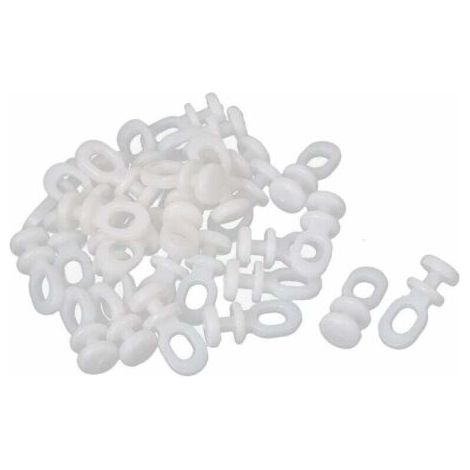 30 Glisseurs de Rail pour Rideaux - Roulettes, Crochets et Poulies Coulissantes - Pour Fenêtres, Voilages et Rouleaux en Plastique - 22mm x 10mm - Blanc