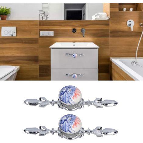 2 Sets blau-weißer, kürbisförmiger Porzellangriffe für Schrank-, Kommoden- und Kleiderschranktüren – moderner minimalistischer Landhausstil – 1060D – große Ausführung (1/5)