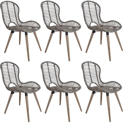 Esszimmerstühle 6 Stk. Natur Rattan Braun