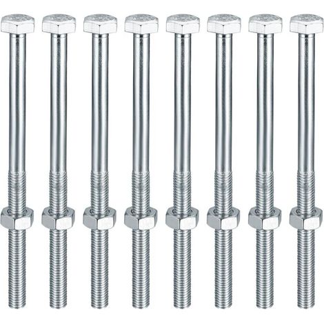 8 vis et écrous M10 × 160 mm – Vis hexagonales en acier inoxydable pour fixation métallique, haute résistance, livrés par lot de 8 (1/4)