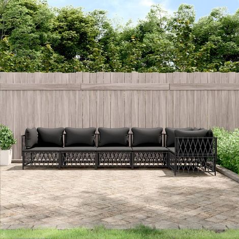 6-tlg. Garten-Lounge-Set mit Kissen Anthrazit Stahl (1/5)