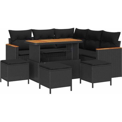 Maison Exclusive - Garten-Sofa-Set mit Kissen mit Speicher Schwar