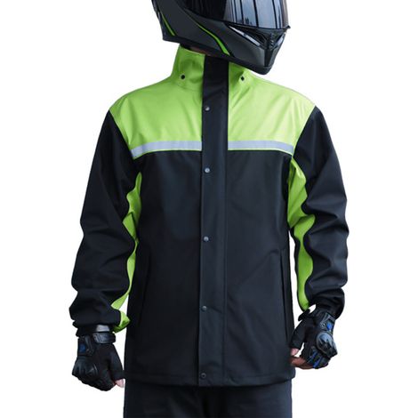 Ensemble imperméable et veste, respirant et imperméable, idéal pour homme, parfait pour le vélo avec vélo électrique, noir/vert, taille M (1/5)