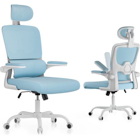 Breathable Computer Chair with Dynamic Lumbar Support 360° Swivel Blue