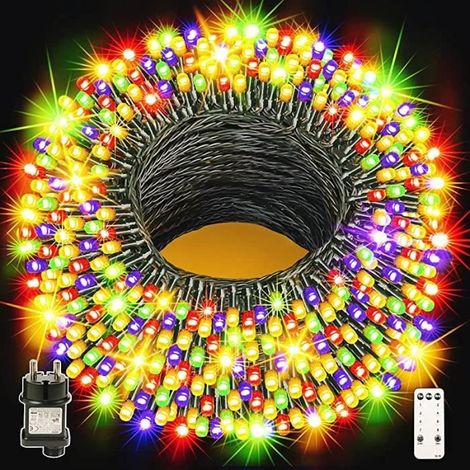 50 m guirlande lumineuse extérieure, multicolore avec gradation et minuterie, LED étanche pour jardin et fêtes (1/4)