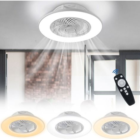 Ventilateur de plafond LED Plafonnier Ventilateur De Plafond Dimmable avec Télécommand Lustre De Ventilateur Ultra Silencieux HENGMEI-DOU