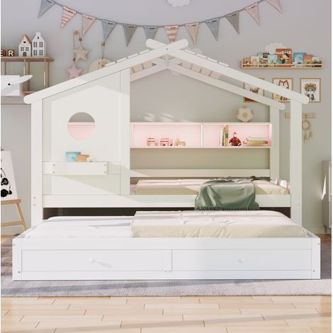 lit chambre enfant rangement 90 200 bois blanc massif OKMYHOME (1/5)