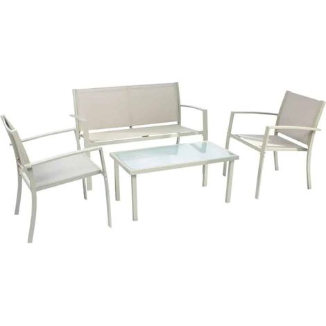 SET 4 PZ SALOTTO SALOTTINO DA GIARDINO ESTERNO DIVANO DIVANETTO POLTRONE TAVOLINO TORTORA