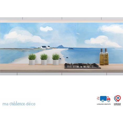 Crédence : Aquarelle et côte bretonne 4 - Alu composite - 120 - 60 (1/3)