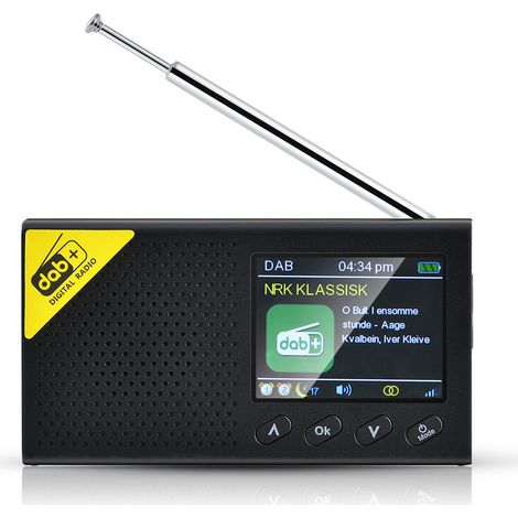 Radio numérique DAB portable , 1000 mA, noire