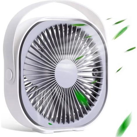 Ventilateur USB portable silencieux 4000 mAh, 3 vitesses, 19 x 19 cm pour table, maison, bureau et camping (1/5)