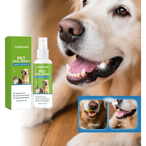 Spray buccal pour animaux de compagnie pour nettoyer la plaque dentaire, les taches et la mauvaise haleine convient aux chats et aux chiens. 100 ml (1/5)