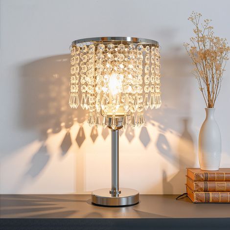 Lampe de table en verre, lampe de chevet, lampe de table avec interrupteur à bouton-poussoir, Luminaire (1/5)