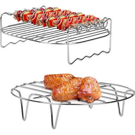 Grille Vapeur Air Fryer - 1 pièce, Grille Vapeur Air Fryer 18cm + 4 Aiguilles Pâtisserie Double Couche - Convient pour Air Fryer (1/4)