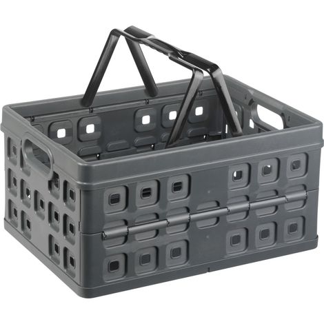 Sunware Klappbox Square 32 L anthrazit/schwarz Einkaufsbox Einkaufskorb mit Griffen