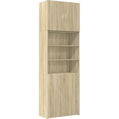 Buffet bahut commode armoire meuble de rangement organisateur cuisine salle de séjour salon haut sonoma 80 x 42,5 x 249 cm bois d'ingénierie marron (1/5)