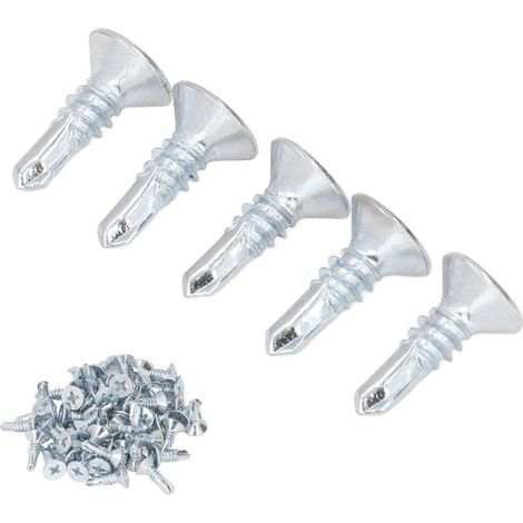 Selbstbohrende Maschinenschrauben 4,8 x 16 mm, 50er-Packung, verzinkter Kohlenstoffstahl, rostbeständig, Senkkopf, für Haushaltsbefestigungen (1/5)