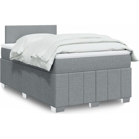Boxspringbett mit Matratze Hellgrau 120x200 cm Stoff
