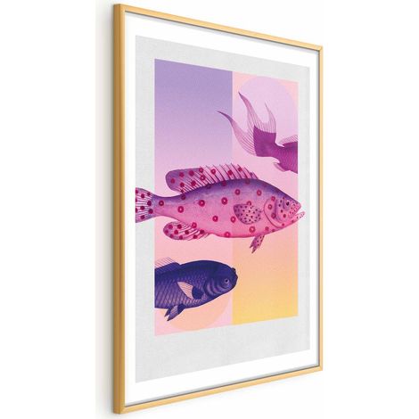 Poster – Zierfische – künstlerische Illustration von Fischen auf farbenfrohem Hintergrund (1/4)