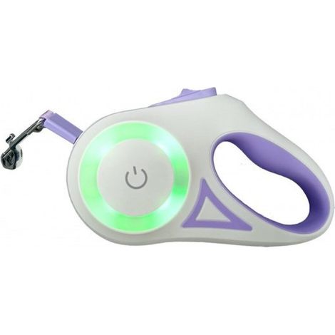 Laisse rétractable pour chien avec LED – 5 mètres – Mains libres et anti-nœuds à 360° – Fonctions frein, pause et verrouillage – Pour chiens moyens et grands jusqu'à 45 kg (1/5)
