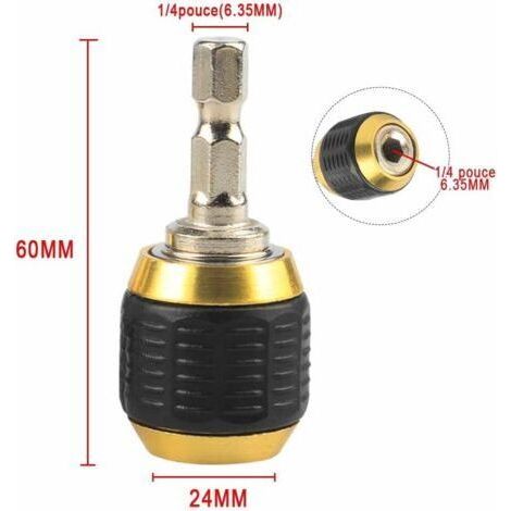 NALOOKAMIC 3PCS Adaptateur Mandrin de Perceuse Escamotable à Tige Hexagonale Sans Clé 60MM Mandrin à Changement Rapide