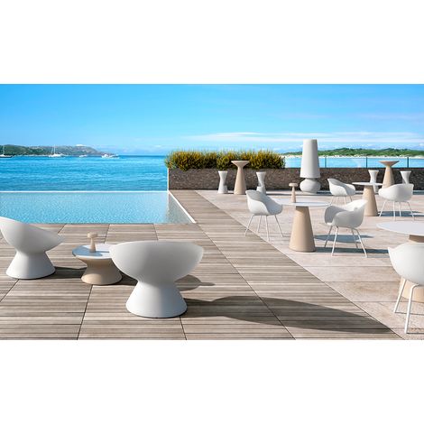 Fade Coffee Table - Ripiano in HPL kit fissaggio a terra- kit sabbia- Pietra - Bianco tavolo tavolino basso per interno esterno originale Plust in polietilene di design moderno bar caffè ristorante ho