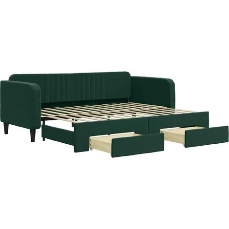 Maison Exclusive - Divano Letto Estraibile Cassetti Verde Scuro 90x200cm Velluto