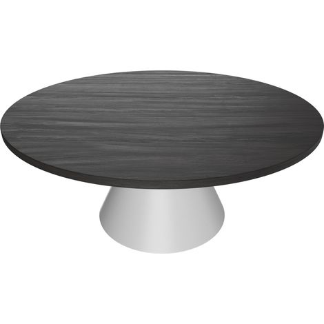 Artù White - Table de salle à manger ronde ⌀ 120 cm en bois stratifié avec base conique en métal-Noir (1/5)