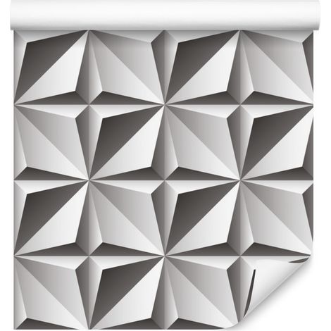 Papel pintado con figuras geométricas ópticas 3D para salón y dormitorio, 50x1000 cm. (1/5)