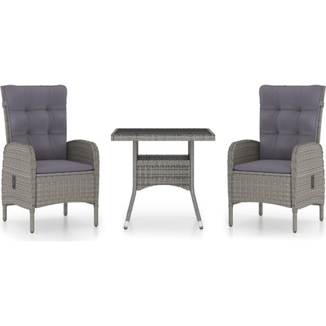Maison Exclusive - 3-tlg. Garten-Essgruppe Poly Rattan und Glas G