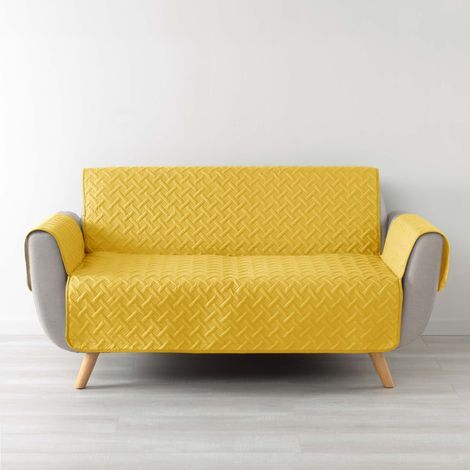 Protège-Canapé Matelassé (279 x 179 cm) Lounge Jaune, Microfibre Unie (1/3)