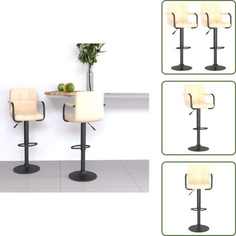 vidaXL Tabourets de bar lot de 2 crème velours (1/5)