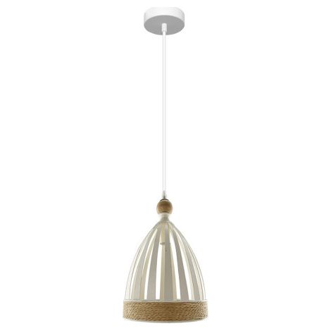 Lampada a sospensione Portofino Bianco/Faggio 1xE14 (50125xØ20x20cm)