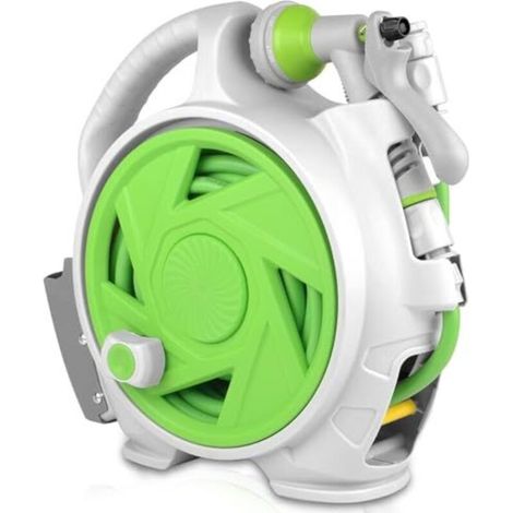 Carrete telescópico para manguera de jardín, carrete portátil de 14 m con 7 tipos de boquillas, para regar el jardín, lavar el coche, mascotas, etc. (1/5)