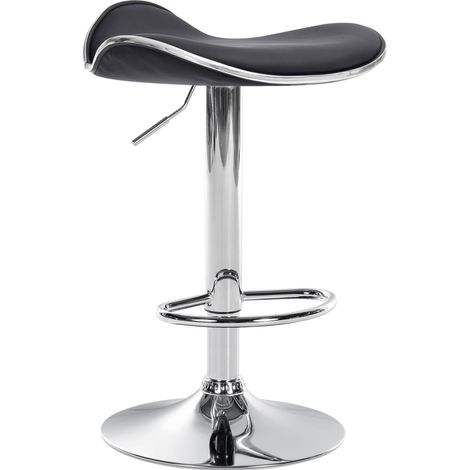 Sgabello da bar x1 sedile ergonomico in metallo PVC nero piede a tromba aspetto cromato 100005376