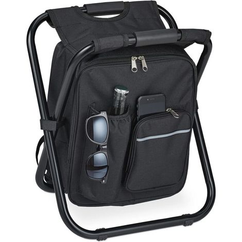 Schwarzer Campinghocker mit Tasche