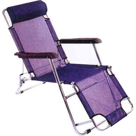 Poltrona lunga in alluminio Prato Blu Vette 00036, seduta comoda e resistente per esterni