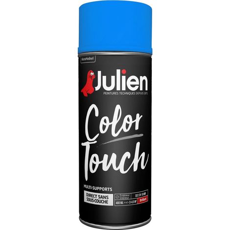 Peinture aérosol Color Touch multi-supports - Brillant Bleu Radieux - 400 ml - Julien